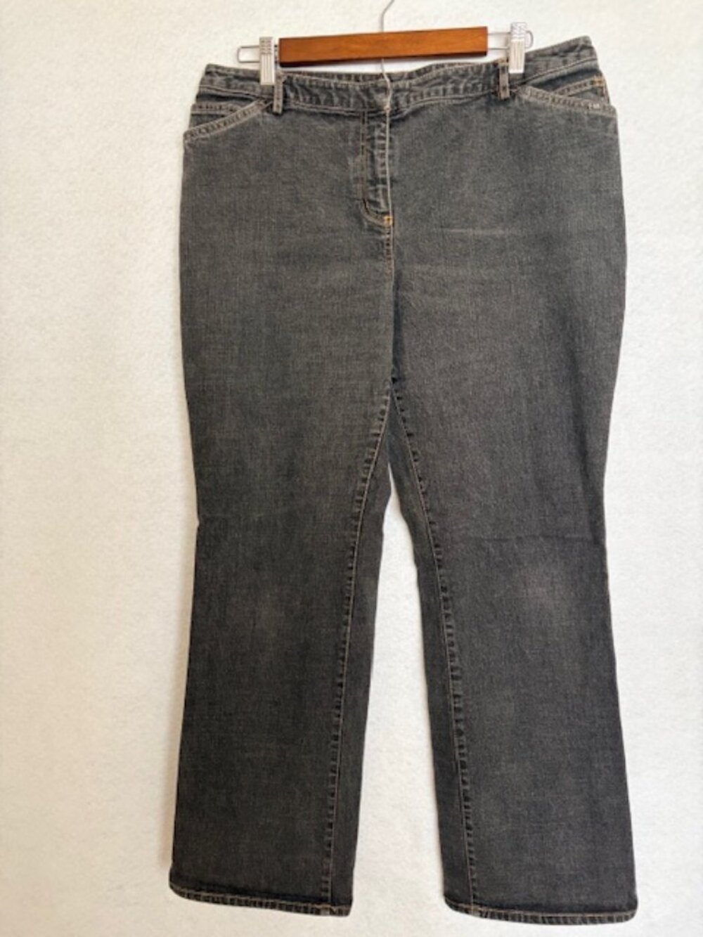 Casual Corner Annex Womens Black Washed Denim Jeans Size 14 Mid Rise